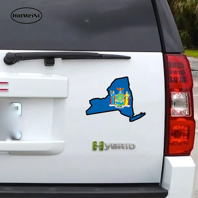 HotMeiNi 13cm x9.2cm Car Styling New York State Flag Map - Printed Vinyl Decal Sticker Ny Usa Waterproof Accessories Funny | Автомобили и