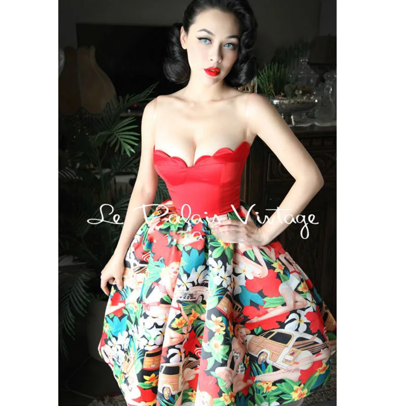 

FREE SHIPPING Le Palais PIN UP Vintage limited sweet flower color shell corsage type dress/strapless/ball gown