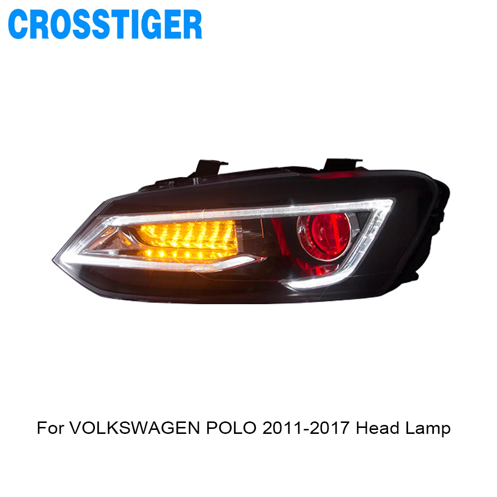 Для VOLKSWAGEN polo 2011 2012 2013 2014 2015 2016 2017 светодиодный фонарь DRL фара в сборе|Фара для авто