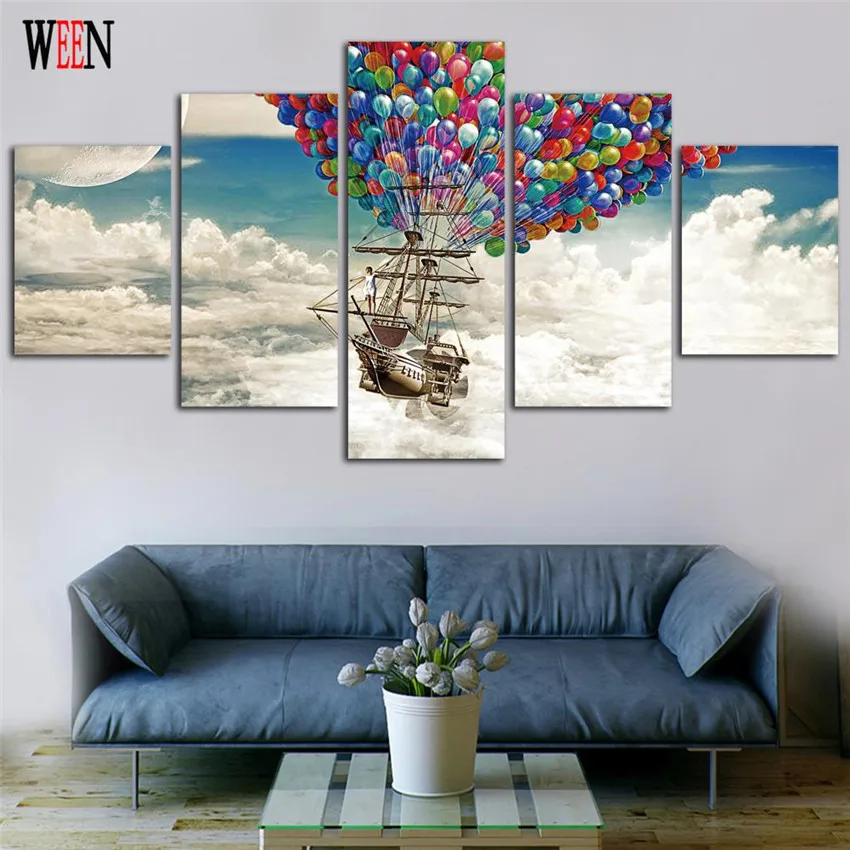 5 шт. в рамке воздушный шар парусина художественные настенные фотографии для