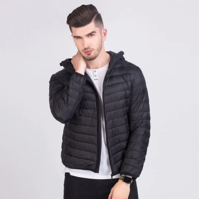 Black Mens Fashion Winter Jackets Ultra Light Windproof 90% White Duck Down Coats Casual Autumn Portable Puffer Jackets Warm Parkas - Цвет: Black