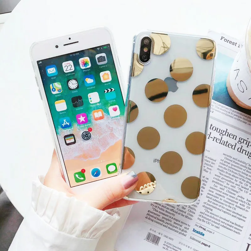 Роскошный чехол в горошек со звездами для iPhone X XS Max Xr прозрачный мягкий из ТПУ 8 7 6S