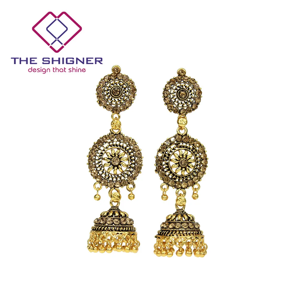 Этнические индийские Золотые Висячие сережки Jhumka Jhumki с кисточками в Дубае