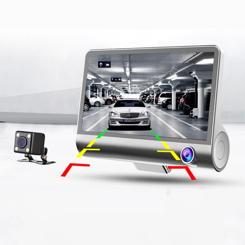Двойной объектив Широкий формат Ночное видение HD 4 дюймовый Dash Cam