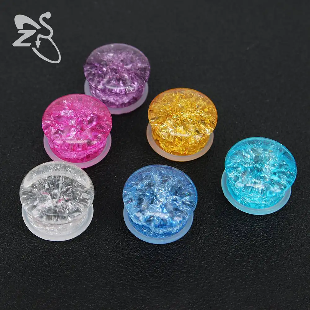 Камень туннель затычки для пирсинга одиночные вспышки ушей Силиконовое кольцо