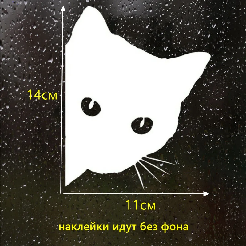 CS 1021#11*14см наклейки на авто Черный кот，КОТ ЛИЦО ВГЛЯДЫВАЯСЬ водонепроницаемые