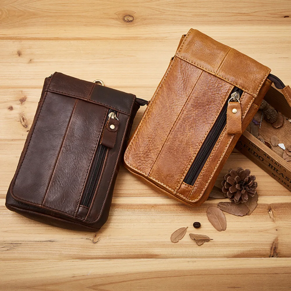 Поясная Сумка из натуральной воловьей кожи с крючком Женский кошелек в винтажном