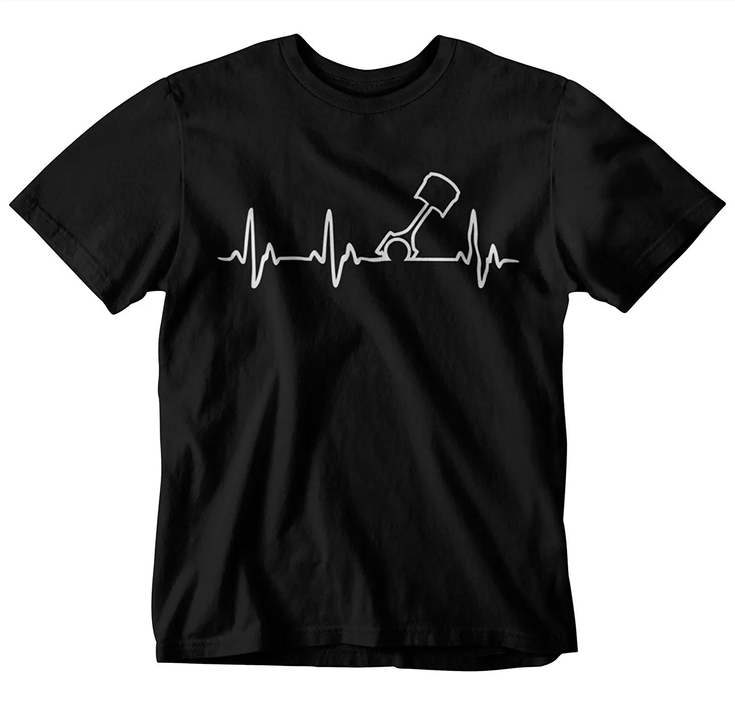 

New T Shirt Men Heart Beat Piston T-Shirt Short Tee Shirt
