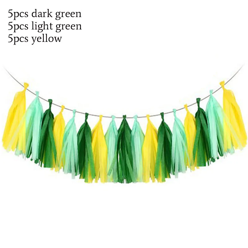 15pcs jungle tassels Динозавр вечерние принадлежности джунгли сафари динозавр бумажный шарик тарелки скатерть для вечеринка для мальчика день рождение украшения дети посуда - Цвет: 15pcs jungle tassels