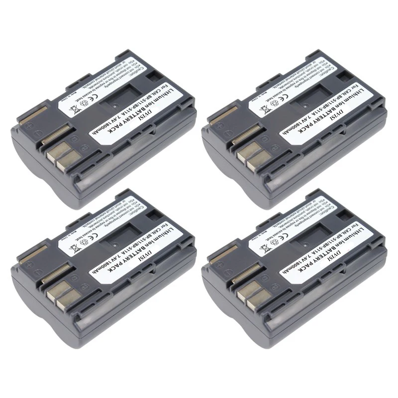 4 шт. 1.8Ah BP 511A BP511A 511 батарея для Canon EOS 300D 10D 20D 30D 40D 50D D30 D60 5D G6 OS G1 Pro 1 PV130|bp-511 battery|battery for