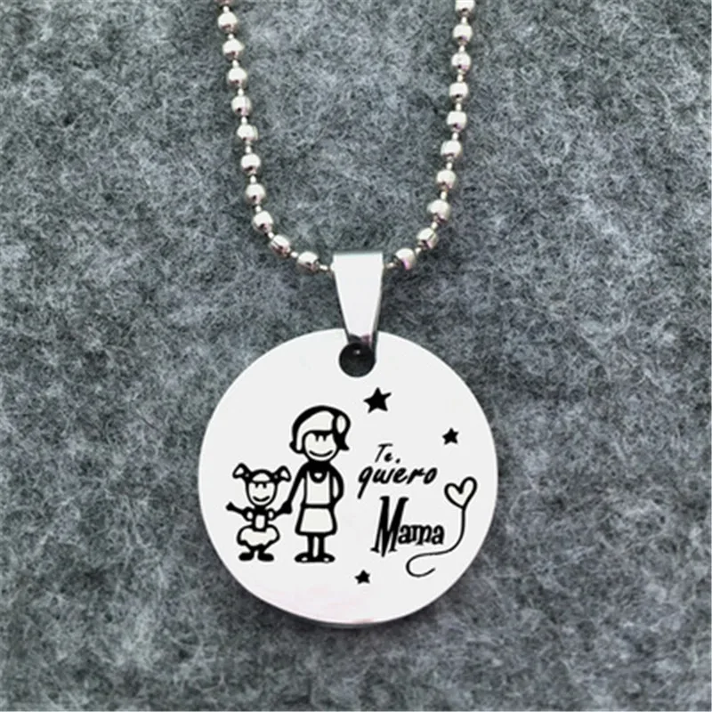 Хит! ожерелье из нержавеющей стали с подвеской в испанском стиле Te quiero mama I love your