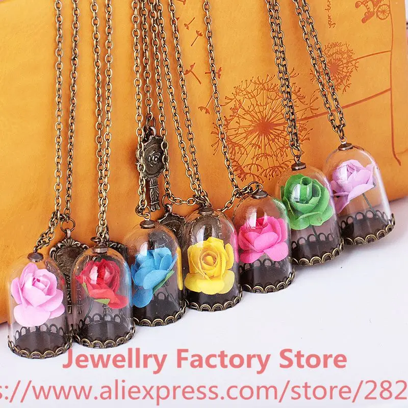 150 шт./лот ожерелье Красавица и Чудовище Заколдованная Роза в террариуме
