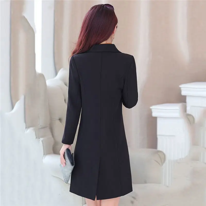

Women Autumn Winter Lapels Korean Style Trench Coats Plus Size 4XL Female Elegant Pocket Slim Windbreakers Outwear Overcoat X23