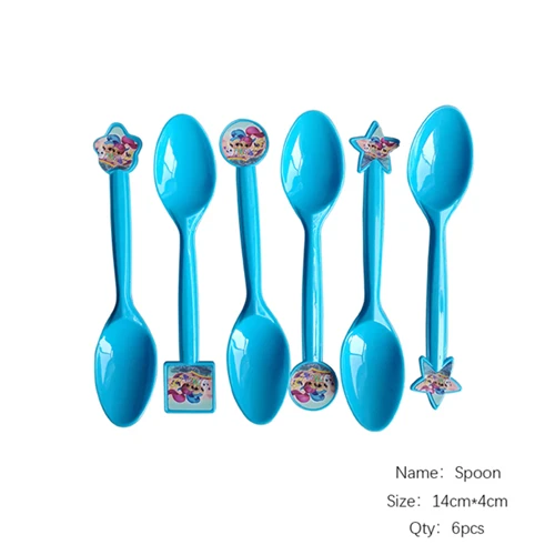 Spoon 6pcs Набор украшений для дня рождения с изображением шиммеров и блеска; Комплект для детского дня рождения; Комплект для праздника; конфетный бар - Цвет: Spoon 6pcs