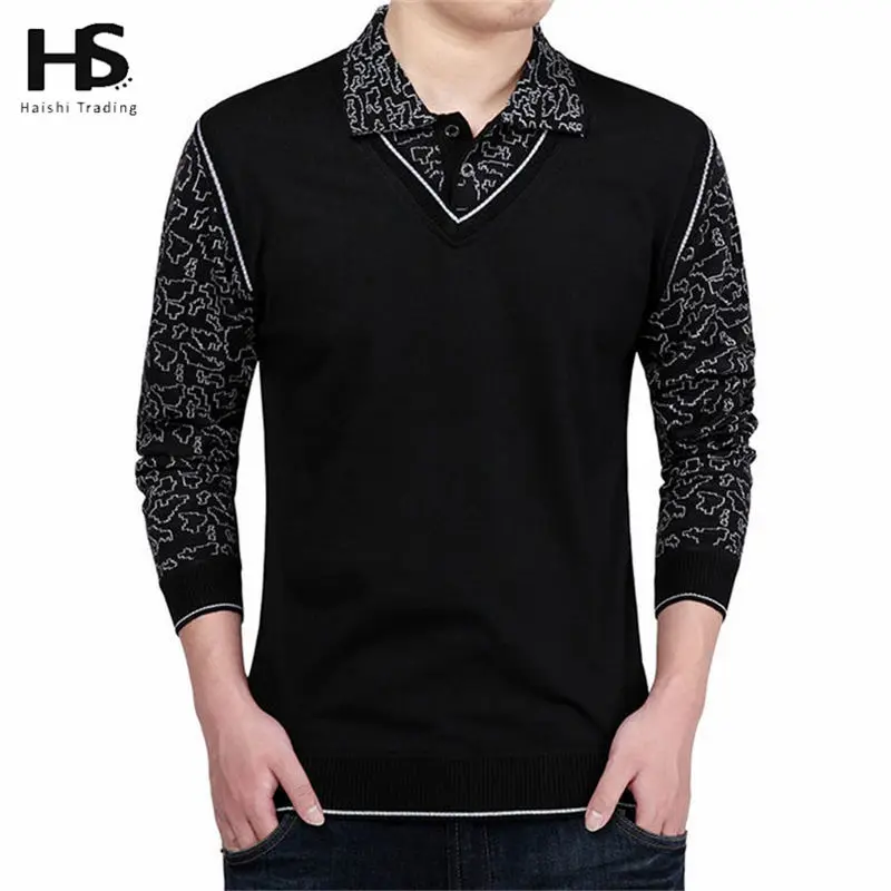 Мода Ложные Два Шерстяной Свитер Мужской Одежды Мужские Свитера С Длинным