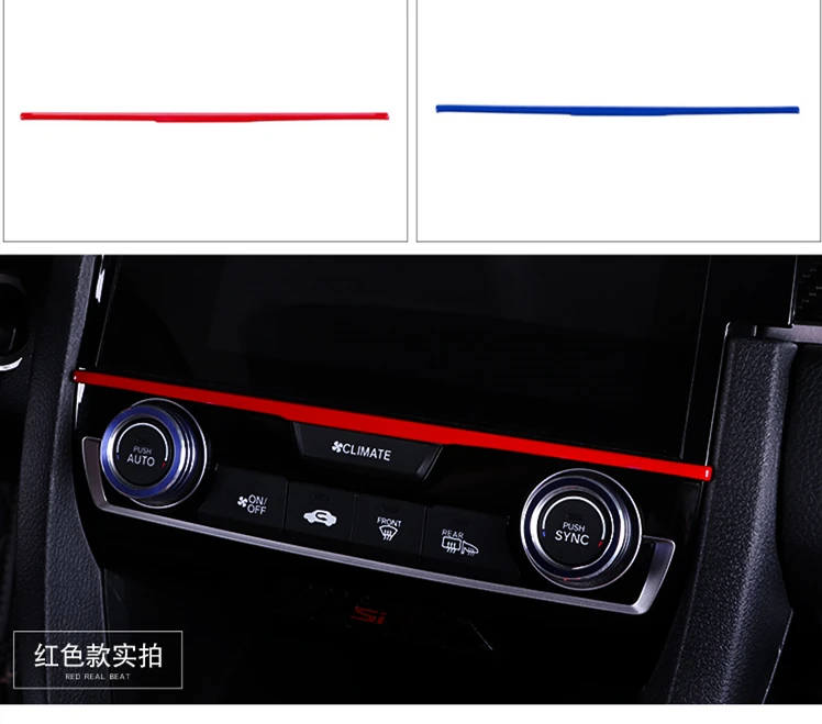Фортепиано красный Интерьер Литье крышка ABS Decroation крышка планки для Honda Civic 10th LHD стайлинга автомобилей