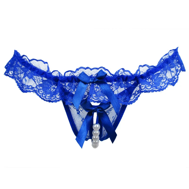 Прозрачные сексуальные кружевные стринги с бантом трусики открытой
