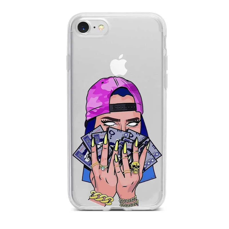 MAKE MONEY Not Friends Kash Black head Girl Fundas чехол для iPhone X XR XS Max 8 7 6s Plus Мягкий Прозрачный
