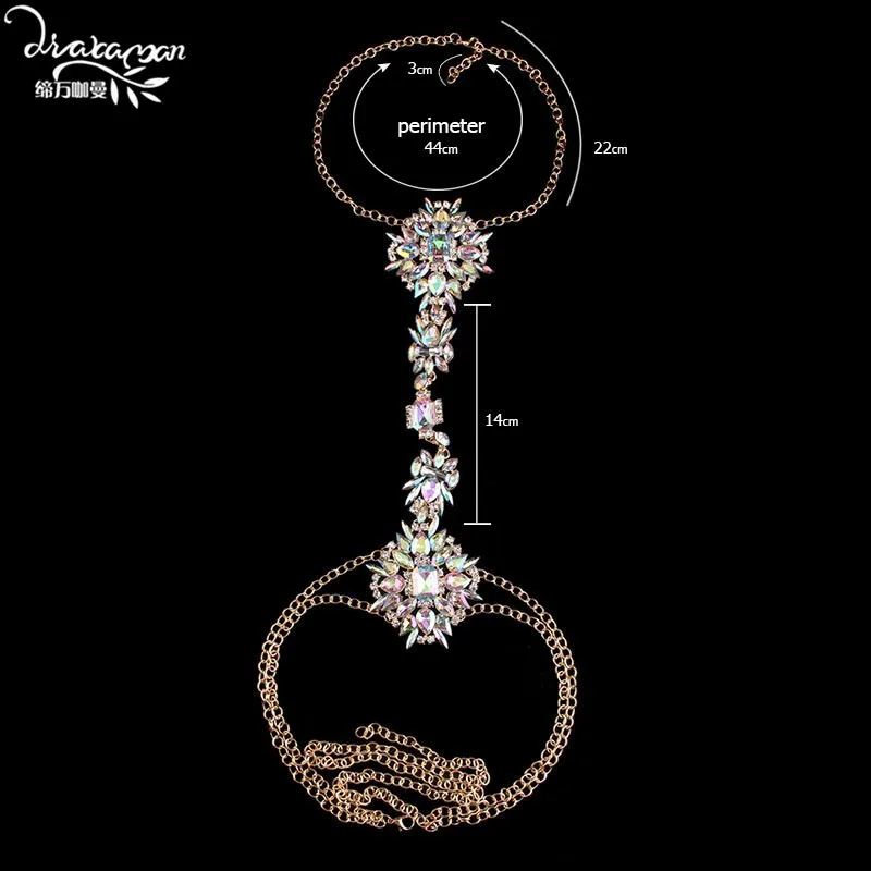 Бренд Dvacaman,, модные женские украшения для тела с кристаллами, сексуальные стразы, колье, ожерелье, жгут, бюстгальтер, ювелирное изделие DD28