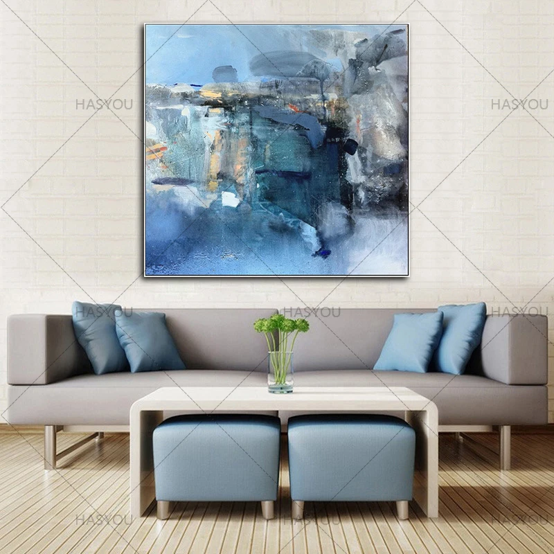 

free shipping modern landscape abstract oil paintings Home Decoration for Living Room Wall Pictures bule style abstract picture