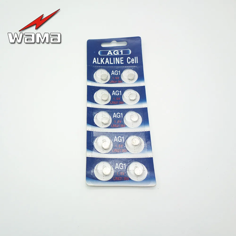 100 шт./10 упаковок Wama AG1 LR621 1 55 V литиевая батарея таблеточного типа ячейки Батарея