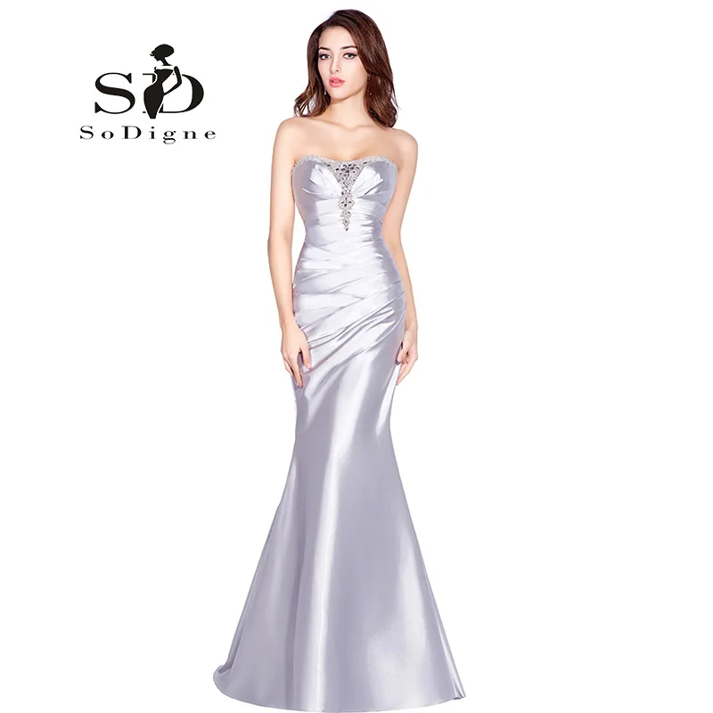 Вечернее платье 2018 SoDigne Кристалл Милая складки Русалка Vestidos De Noche Largos Быстрая