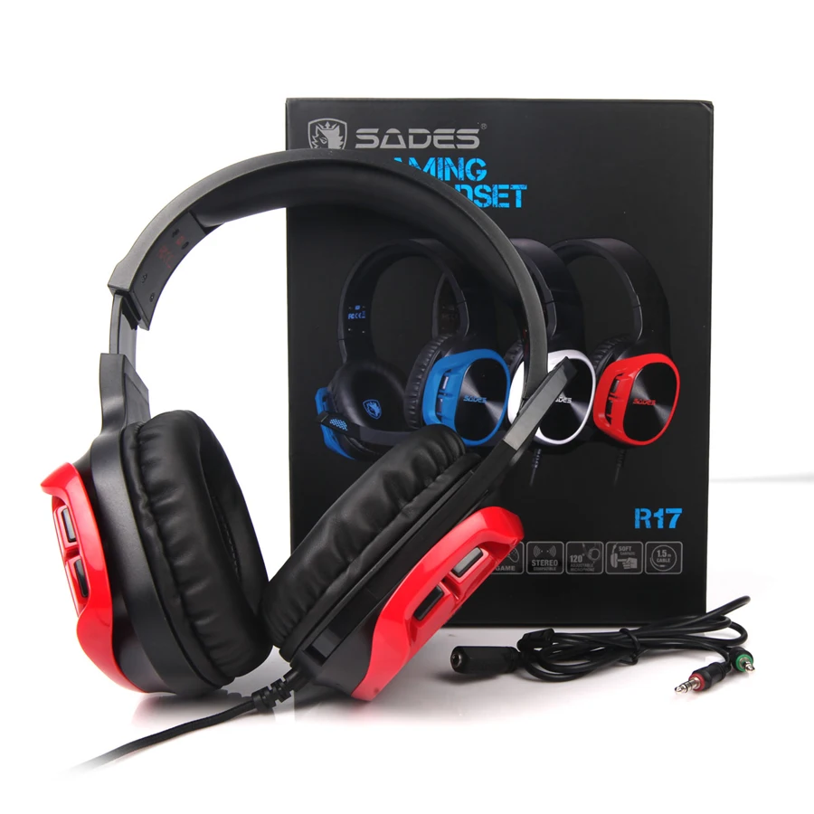 SADES R17 компьютерная игровая гарнитура 3,5 мм Проводные Накладные наушники с микрофоном для PS4 Xbox one ноутбук ПК Mac телефон
