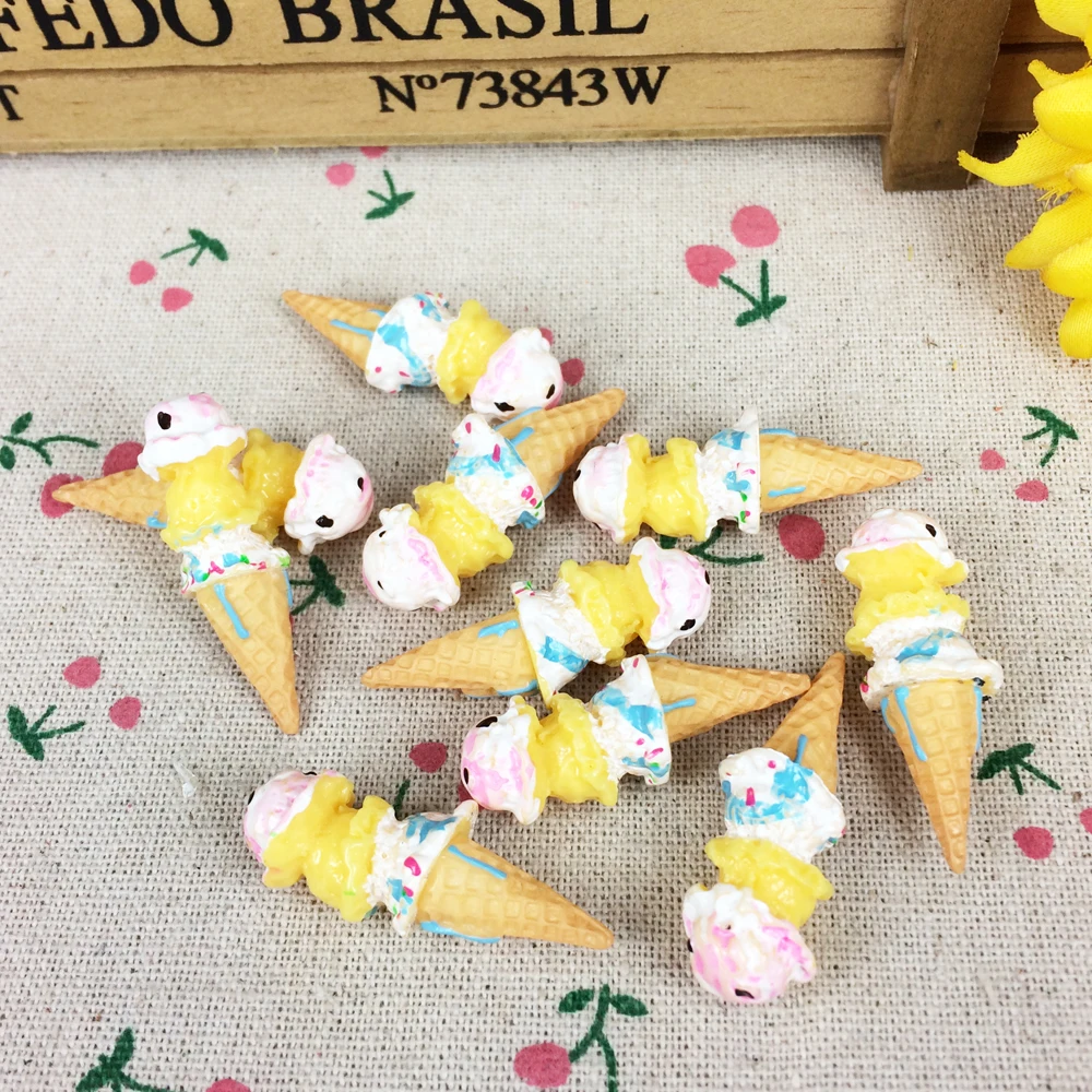 10Pieces Resin Kawaii Artificial Miniature Fake Food Ice Cream DIY Flatback Scrapbooking Embellishment Decoration Craft:11*36mm | Дом и сад