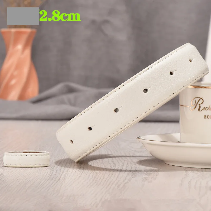white 2.8cm VOHIO 2,8 см ширина мужские кожаные ремни без пряжки ремень тело красный черный cowather гладкие дизайнерские ремни для мужчин и женщин Ремни 2,4 см - Цвет: white 2.8cm