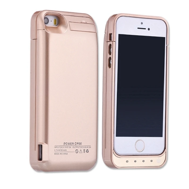 Gold Ext power 4200 мАч смарт-чехол для зарядки аккумулятора для iPhone 5 5S 5c Se черный чехол для зарядного устройства - Цвет: Gold