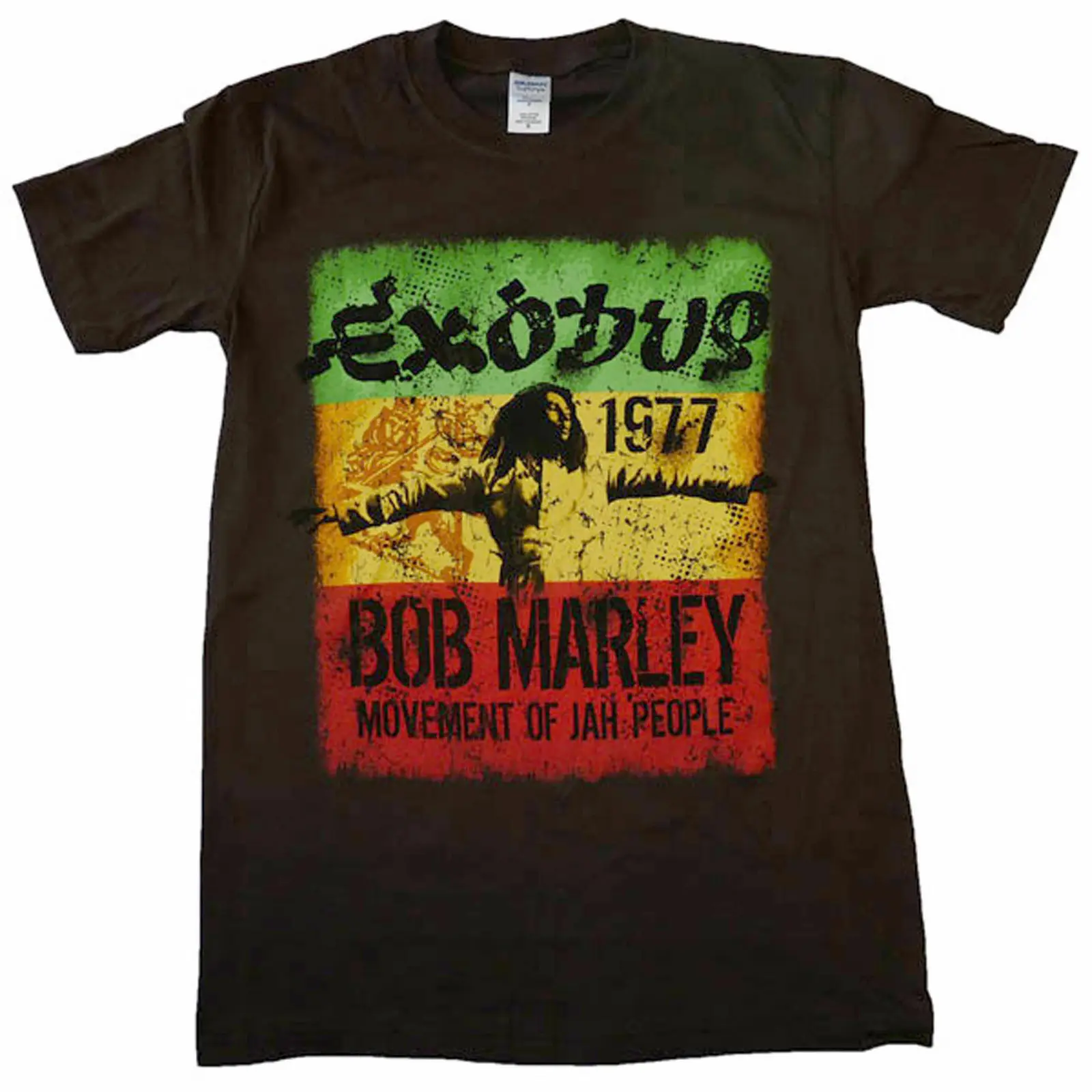 Bob Marley Move Мужская официальная коричневая футболка Классическая хлопковая с