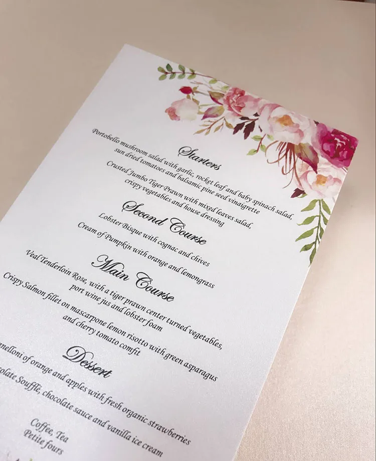 Индивидуальные Цветочные Свадебные Открытки меню ME05|card card|card weddingcard custom |