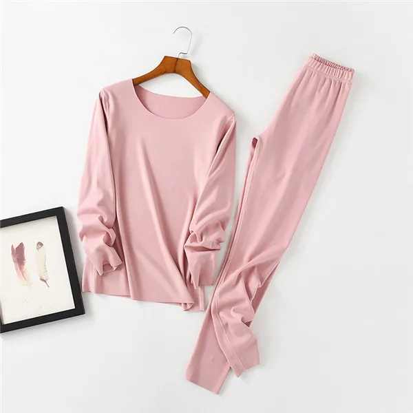 D00269 pink Новые женские зимние комплекты термобелья, теплые костюмы для сна, женские хлопковые Пижамные комплекты с длинным рукавом, теплое дамское нижнее белье - Цвет: D00269 pink