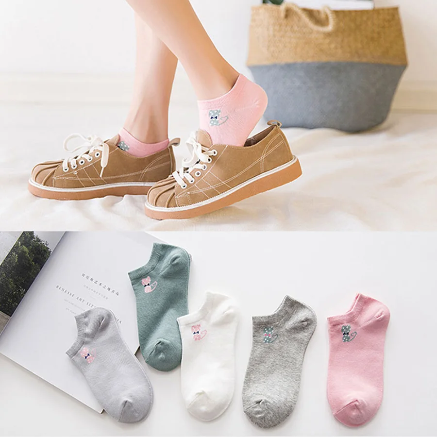 5 пар/лот женские летние хлопковые носки тонкие короткие повседневные забавные с