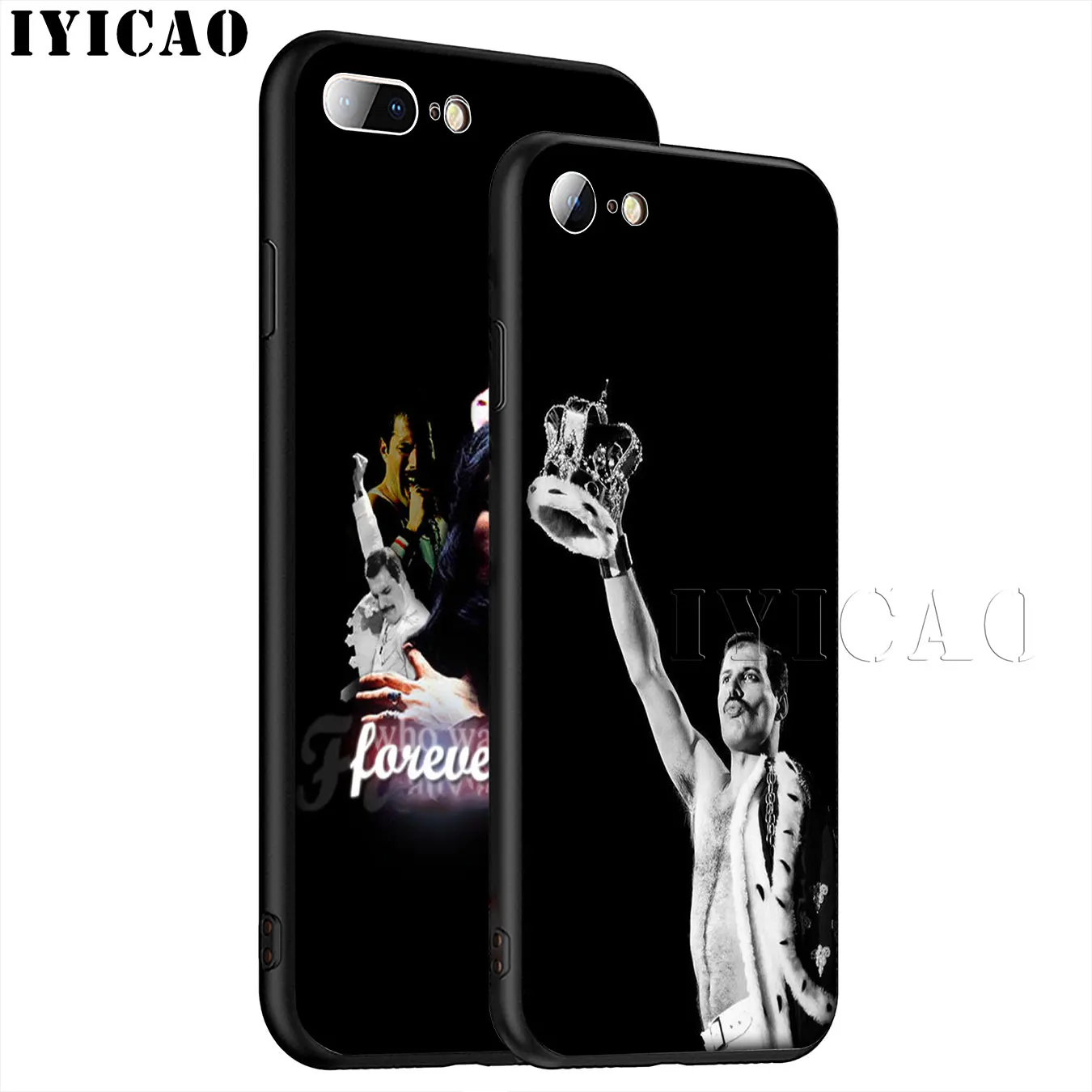 IYICAO Queen Freddie Mercury Soft Silicone Phone Case for iPhone XR X XS 11 Pro Max 6 6S 7 8 Plus 5 5S SE TPU Black Cover |