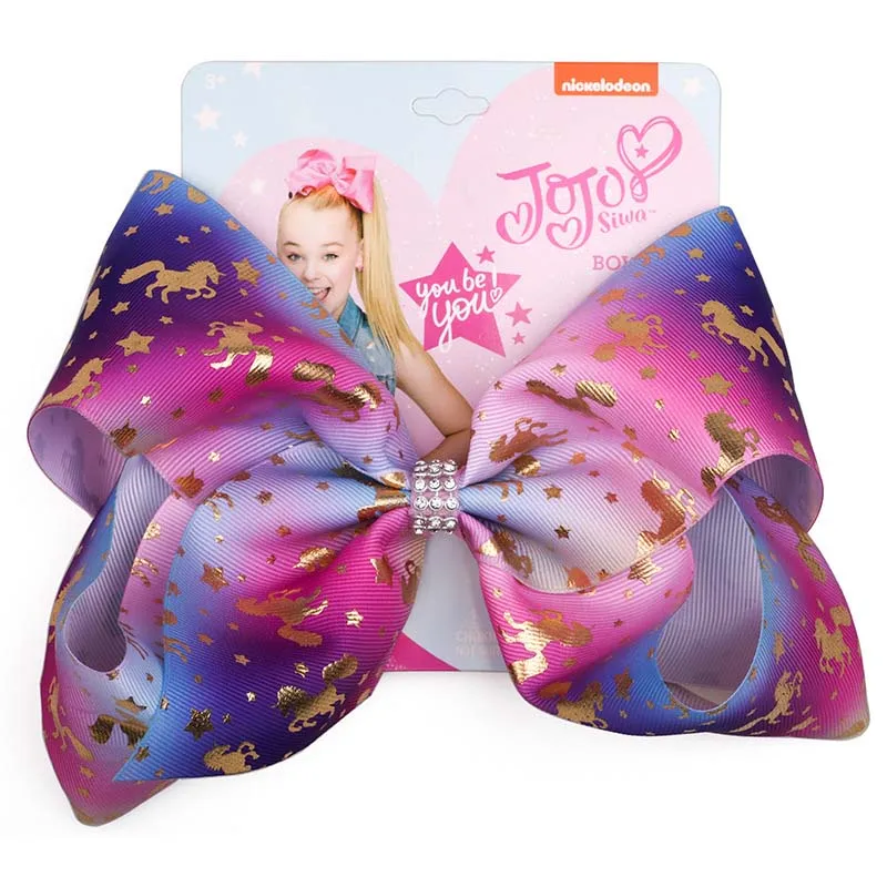 B3 JOJO Siwa бант для волос 8 дюймов Большая Радуга детские украшения для волос Единорог горячая штамповка Grosgrain лента бант головной убор для девочек-подростков - Цвет: B3
