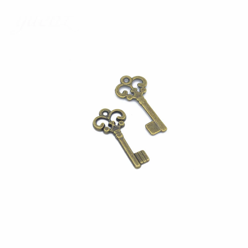Antique Bronze 50 шт/партия розовое золото/серебро Цвет 21*10 мм подвески в форме ключей Ручной Работы Украшение ключ Шарм для DIY ювелирных изделий - Окраска металла: Antique Bronze