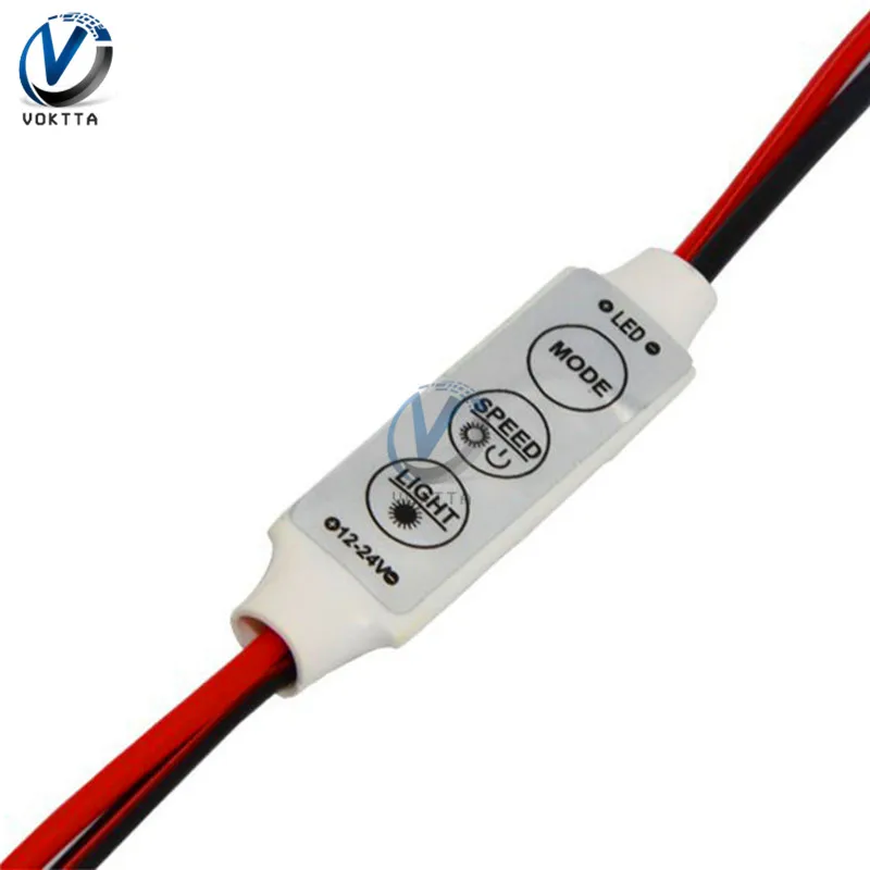 Мини 3 клавиши Диммер для одного цвета LED Яркость контроллер переключатель 3528 5050