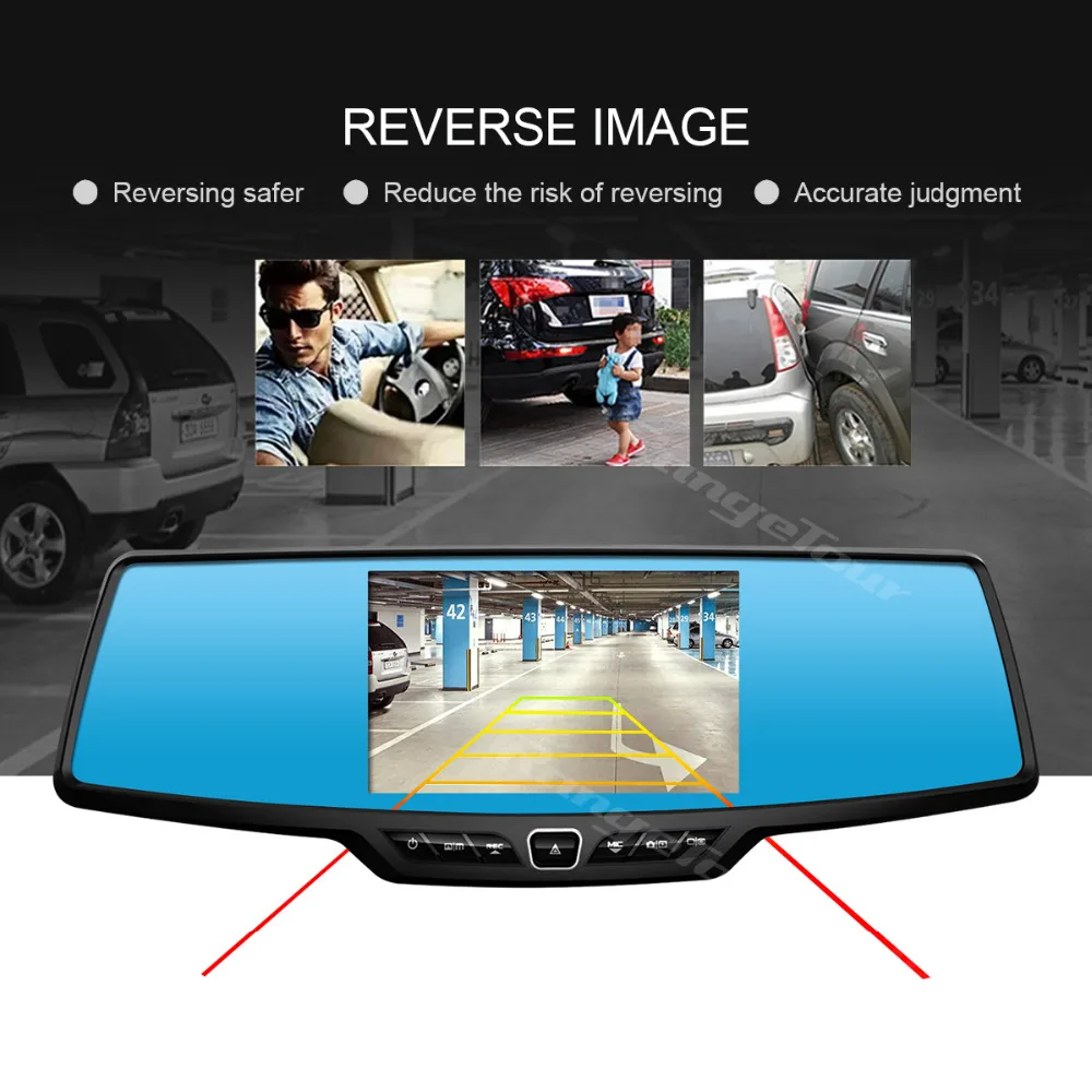 Range Tour Автомобильное Зеркало DVR Dash камера C30 двойной объектив Full HD 1080P Dash Cam 170 градусов приборная панель 4," lcd Dashcam+ камера заднего вида