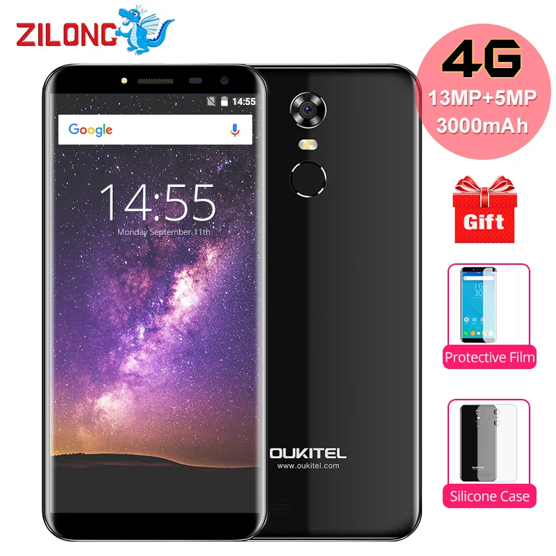 Oukitel C8 4G LTE 5 &quot18:9 Бесконечность Дисплей Смартфон Android 7 0 3000 мАч 2 ГБ 16 13MP mt6580 четыре