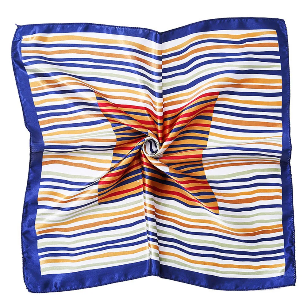 

50*50 Elegant Woman Floral Print Square Silk Scarf Airline Hostess Headband Neckerchief Wrap