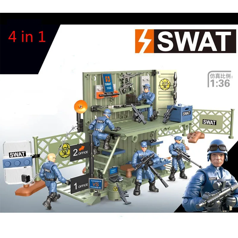4 шт. Военная серия swat мини контейнер командный центр MOC резиновая лодка сделай