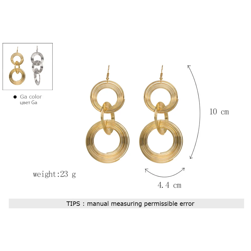 Geometric Vintage Statement Earring Big Round Metal Fashion Punk Style Drop Earrings For Women Jewelry | Украшения и аксессуары