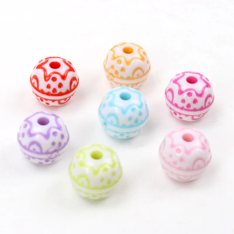 20Pcs Mixed White Stripe Wave Acrylic Round Spacer Loose Beads For Diy jewelry making Bracelet 14mm | Украшения и аксессуары