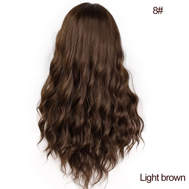 8 AISI HAIR 26 дюймов волна воды синтетические парики смешанный коричневый цвет длинный парик для женщин афро-американский средняя часть натуральные волосы - Цвет: 8