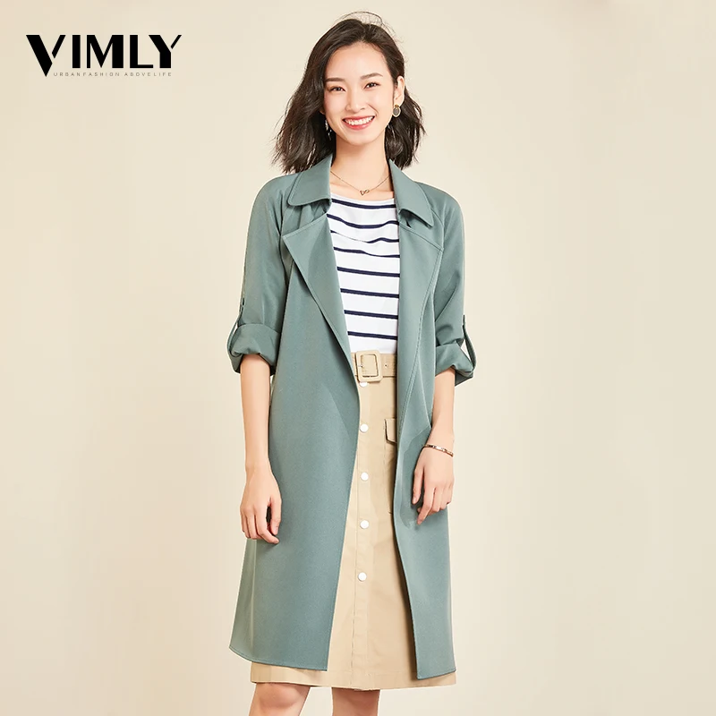 Женский Классический Тренч Vimly однотонный свободный пояс для офиса на весну и