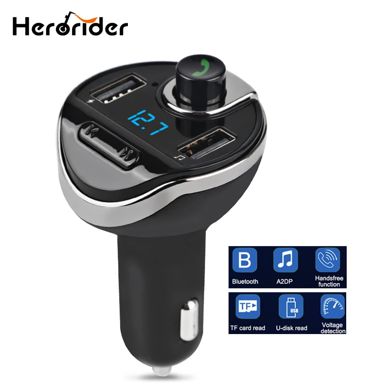 

Herorider автомобильный комплект Fm-передатчик Bluetooth Автомобильный USB ЖК-дисплей беспроводной Fm-передатчик модулятор гарнитура Музыка Воспроизв...