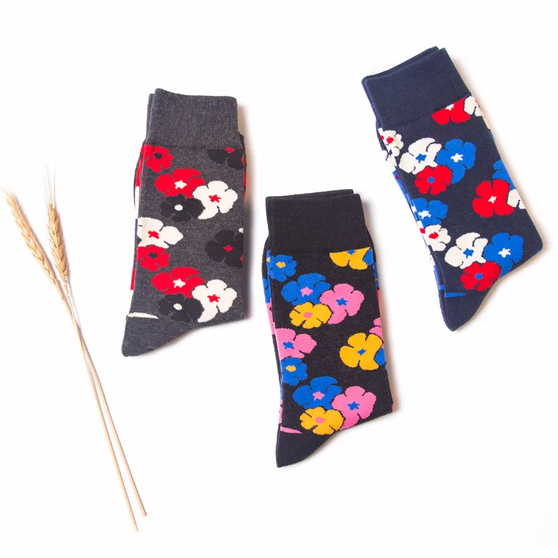 Фирменные качественные мужские носки 5 видов цветов вишневый цвет листья чесаный