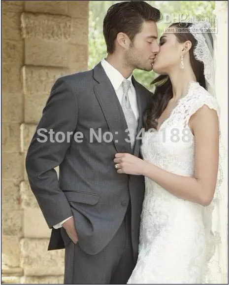 Custom Made Size and Color Side Vent Charcoal Grey Groom Tuxedos Groomsmen Men Wedding Suits(Jacket+Pants+Tie+Waistcoat)H100wedd | Мужская