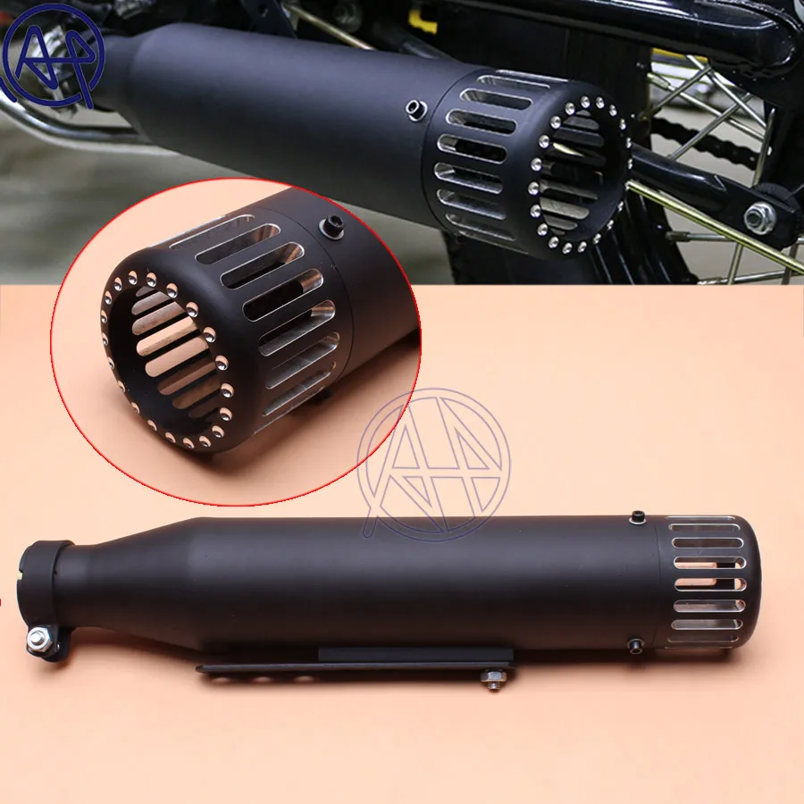 Выхлопная труба для мотоцикла Iron Cafe Racer с раздвижным кронштейном матовый черный